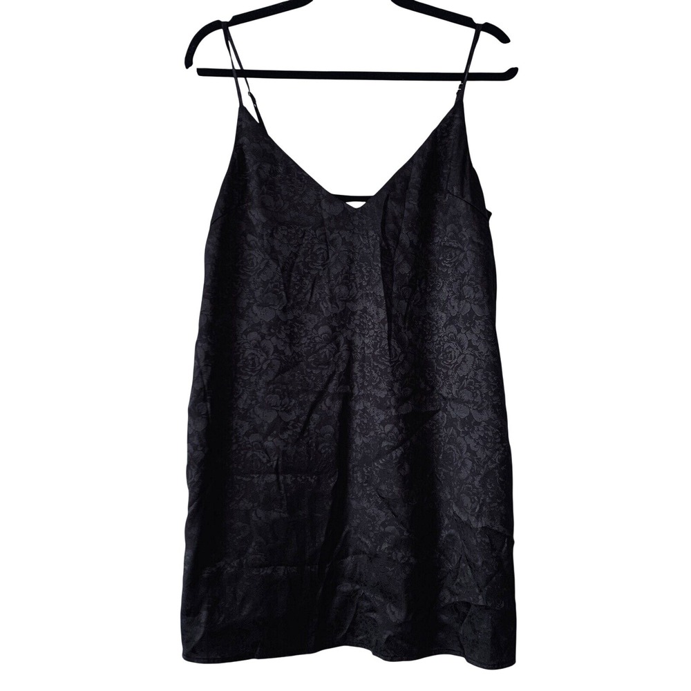 Honey Punch Slip Dress Womens Small Black Floral Jacquard Quiet Luxury‎ Mini